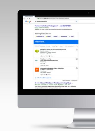 Google for Jobs Oberfläche Google for Jobs Oberfläche