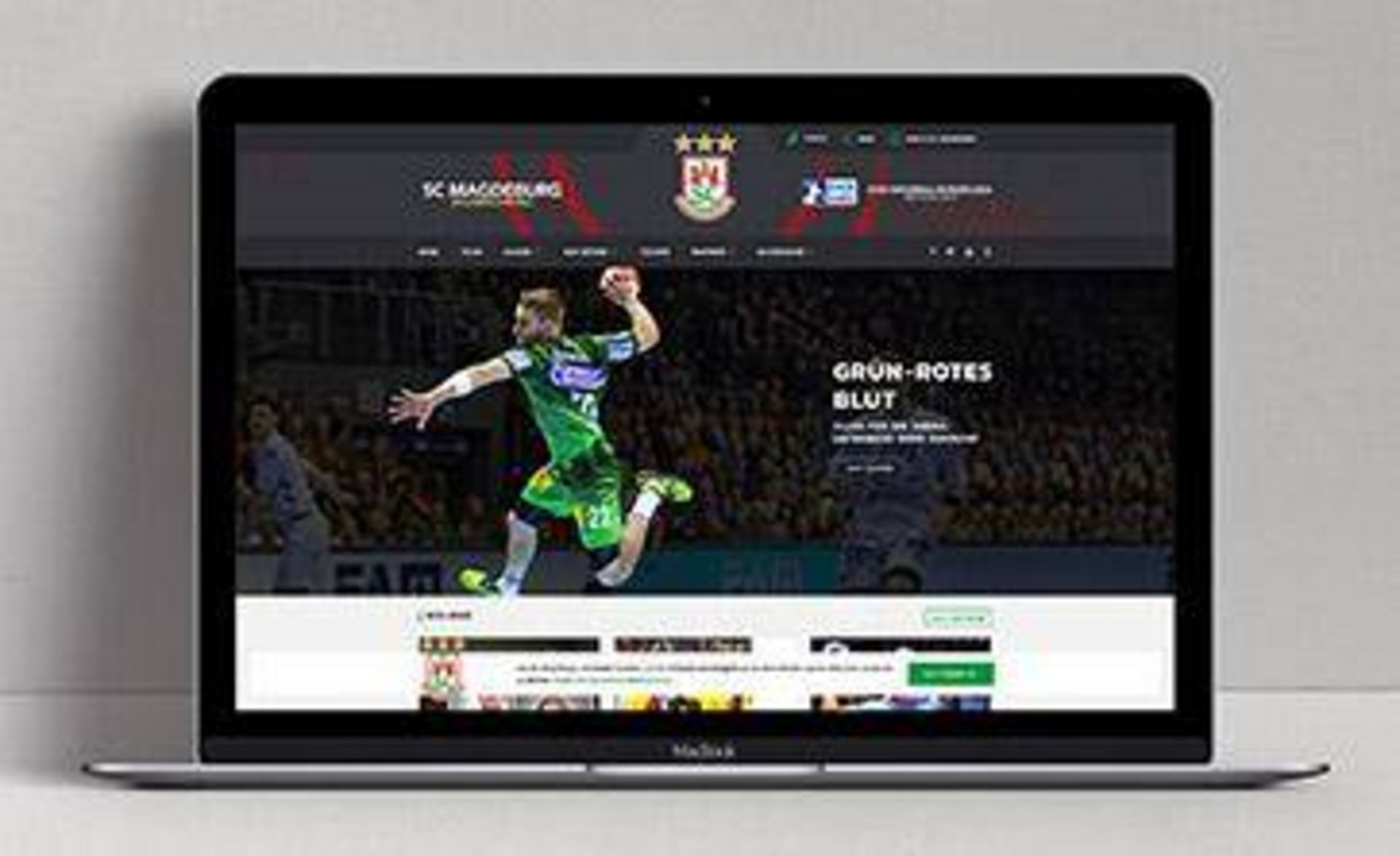 Desktop mit Darstellung vom Relaunch der SC Magdeburg Handball Webseite als Vorschauansicht