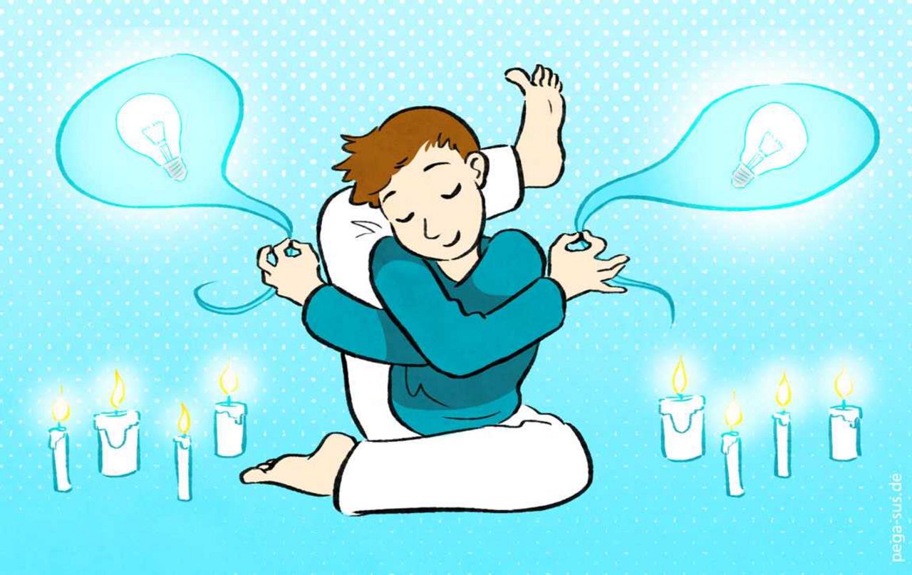 Mann macht Yoga zur Ideenfindung