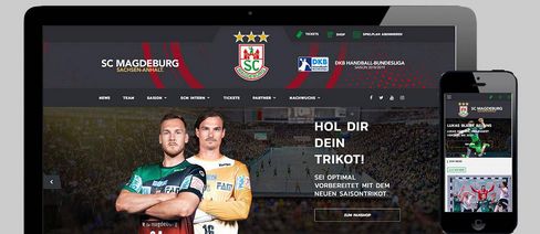 Desktop mit Darstellung vom Relaunch der SC Magdeburg Handball Webseite