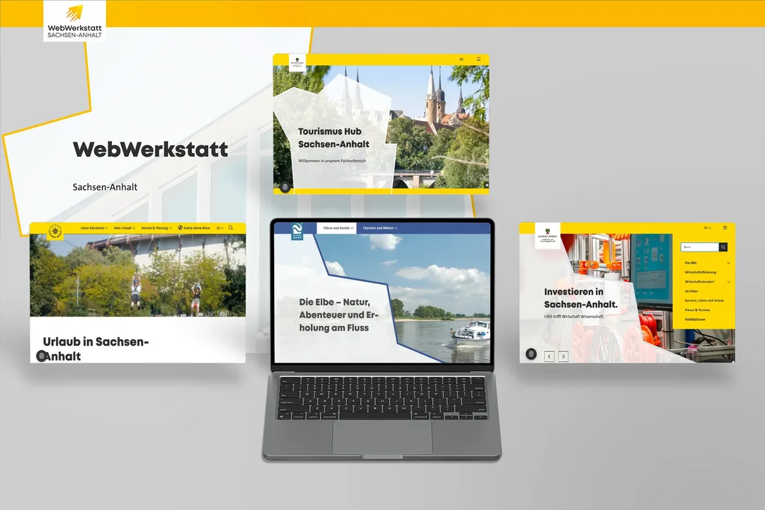 Darstellung unterschiedlicher Websites, die mit der Webwerkstatt gebaut wurden.
