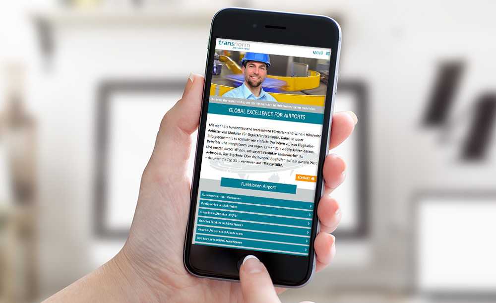 Transnorm Webseite Handy-Ansicht