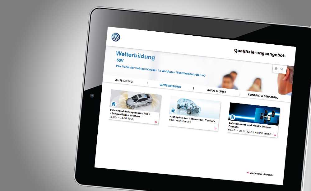 VW-Qualifizierungsangebot Browser-Ansicht auf Tablet